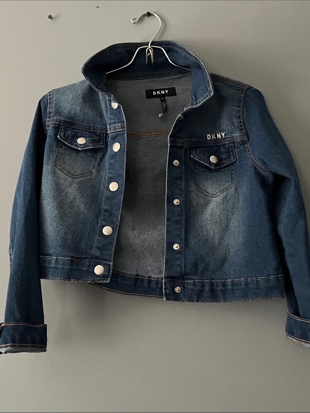 DKNY Indigo Blue Cropped Denim Jacket